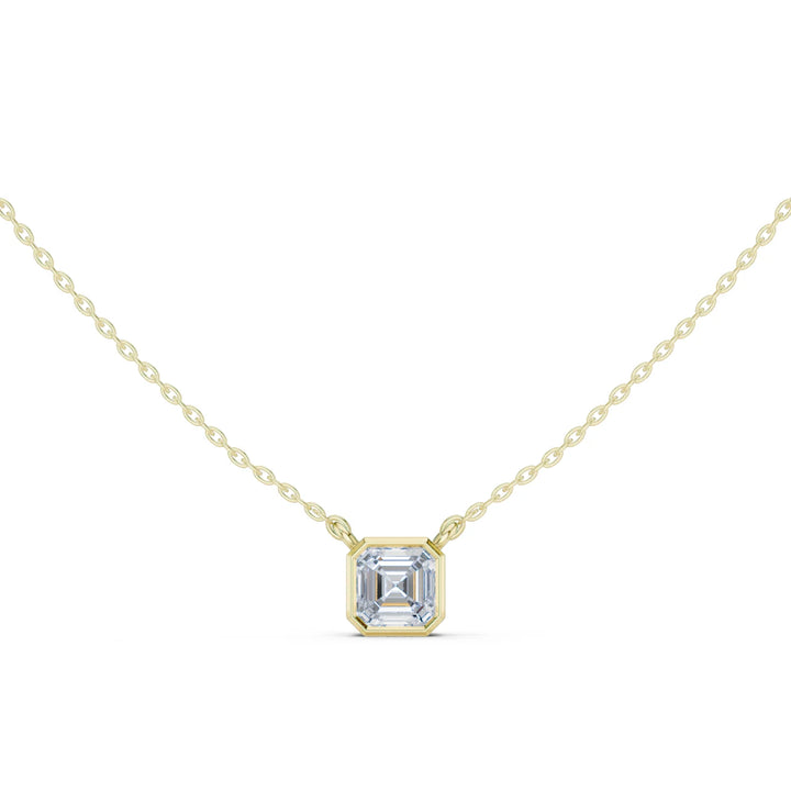 Golden Prism Asscher Bezel Solitaire Diamond Pendant