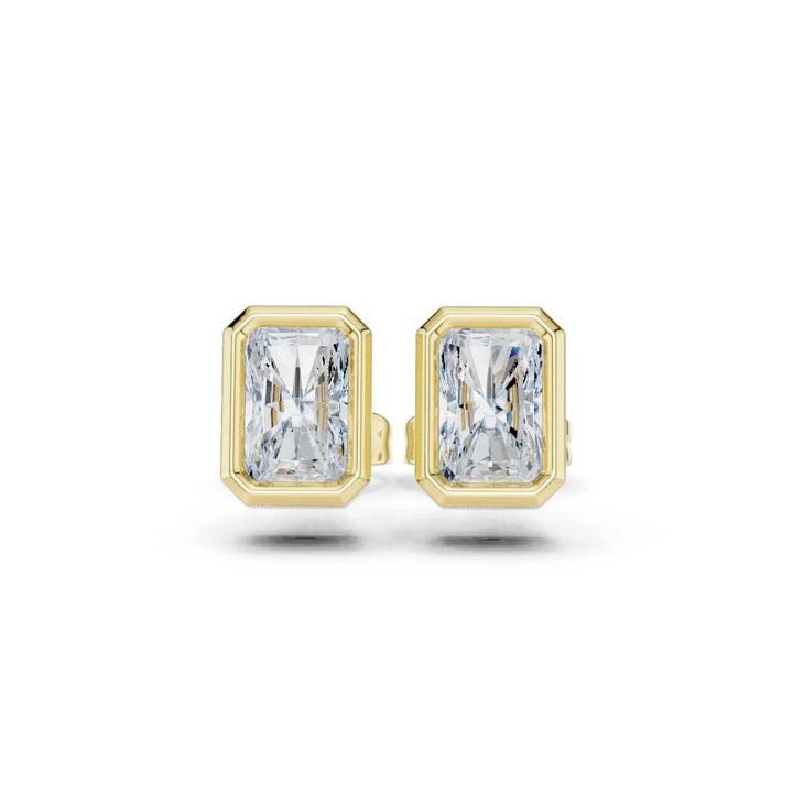 Luminara Radiant Bezel Diamond Stud Earrings
