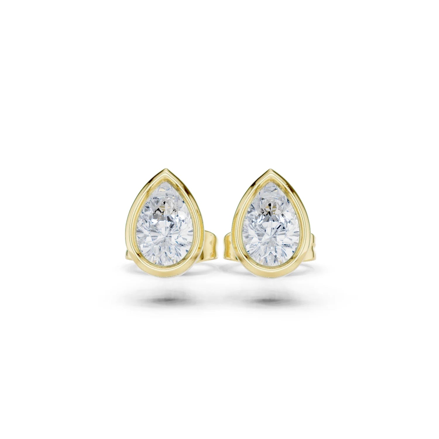 Seraphina Pear Bezel Diamond Stud Earrings