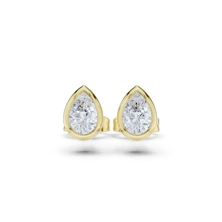 Seraphina Pear Bezel Diamond Stud Earrings