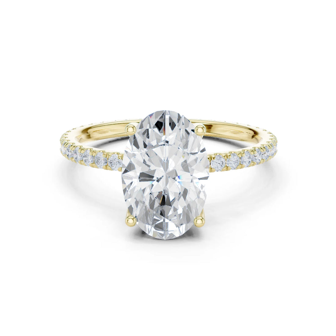 Oval Shape Diamond Pave Band Engagement Ring