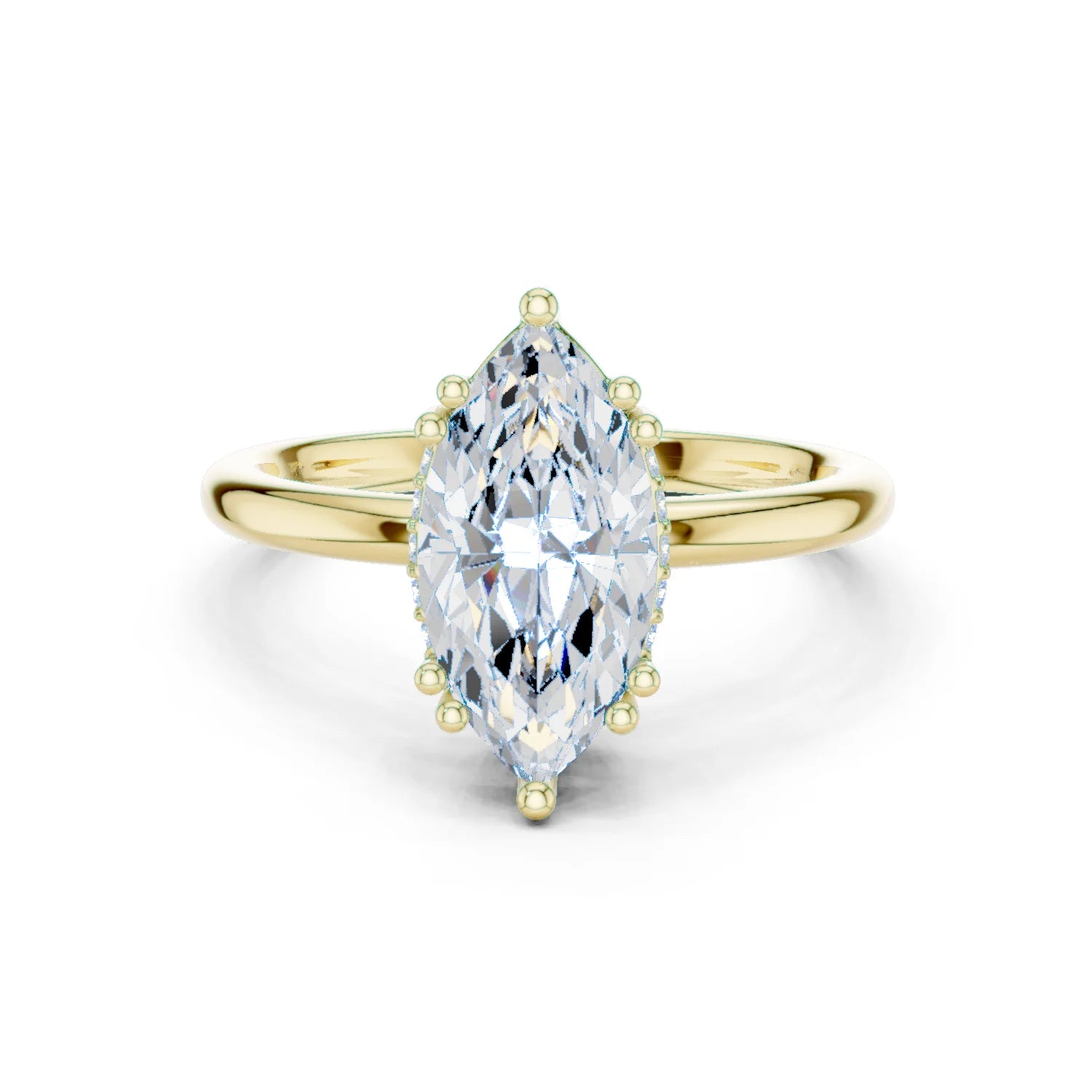 Marquise Cut Diamond Solitaire Engagement Ring with Hidden Accent Diamonds