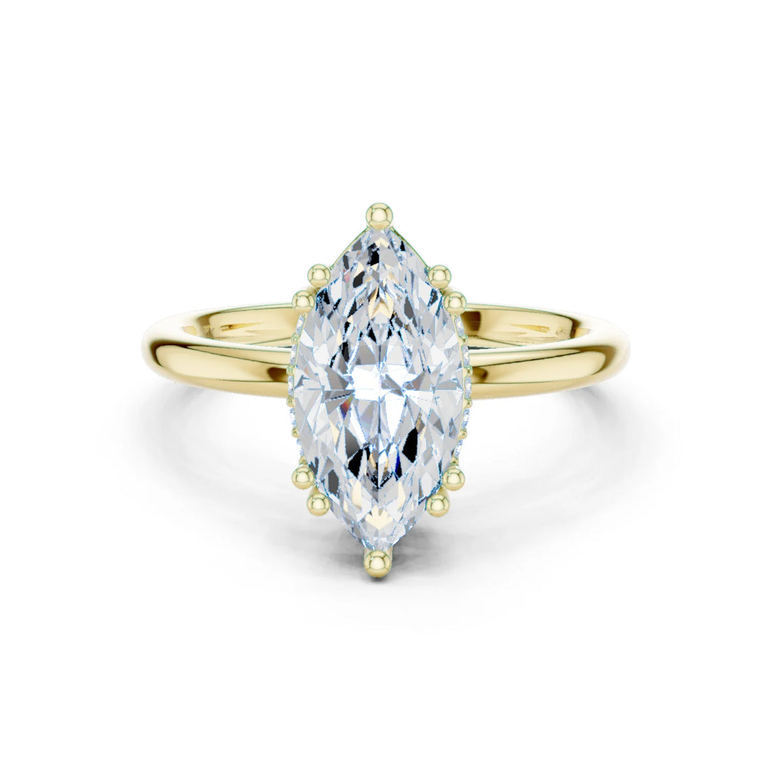 Marquise Cut Diamond Solitaire Engagement Ring with Hidden Accent Diamonds