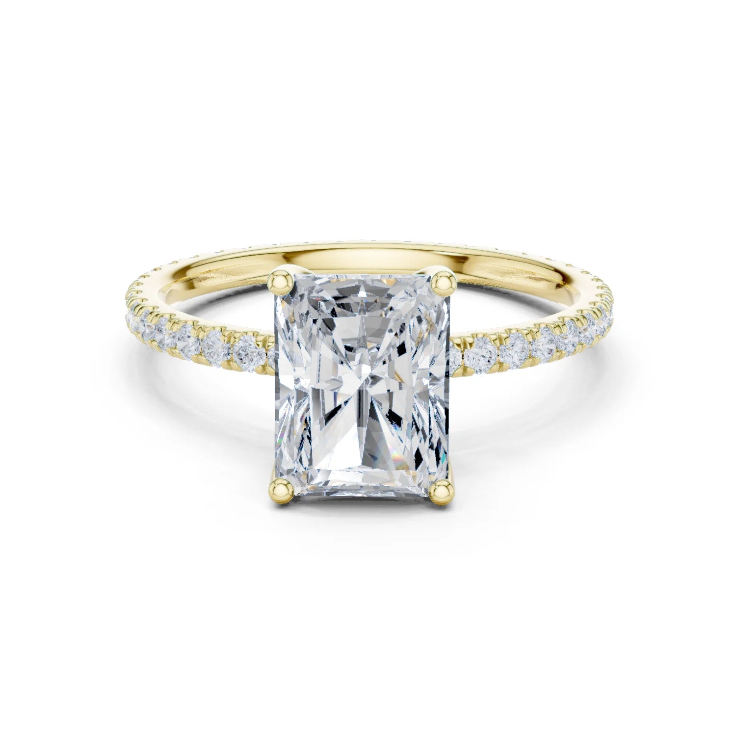 Radiant Shape Diamond Pave Band Engagement Ring