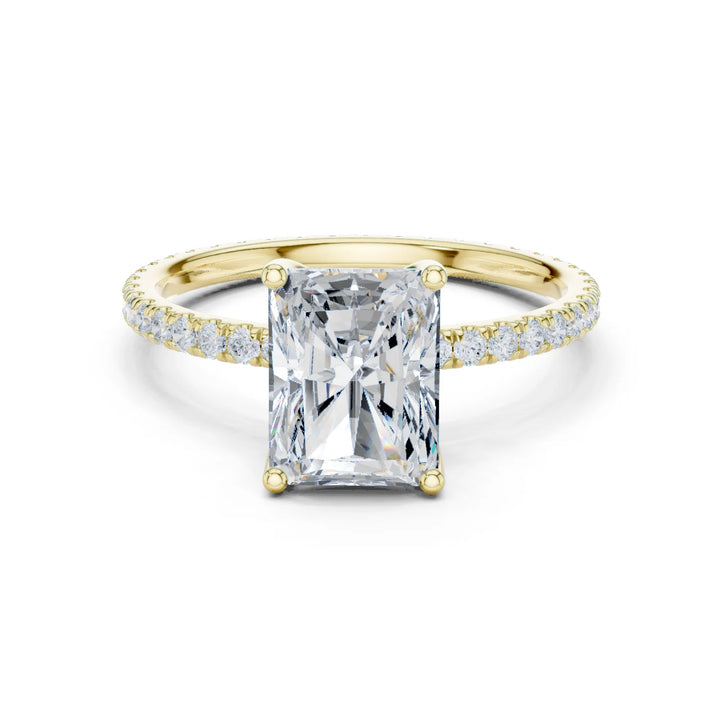 Radiant Shape Diamond Pave Band Engagement Ring