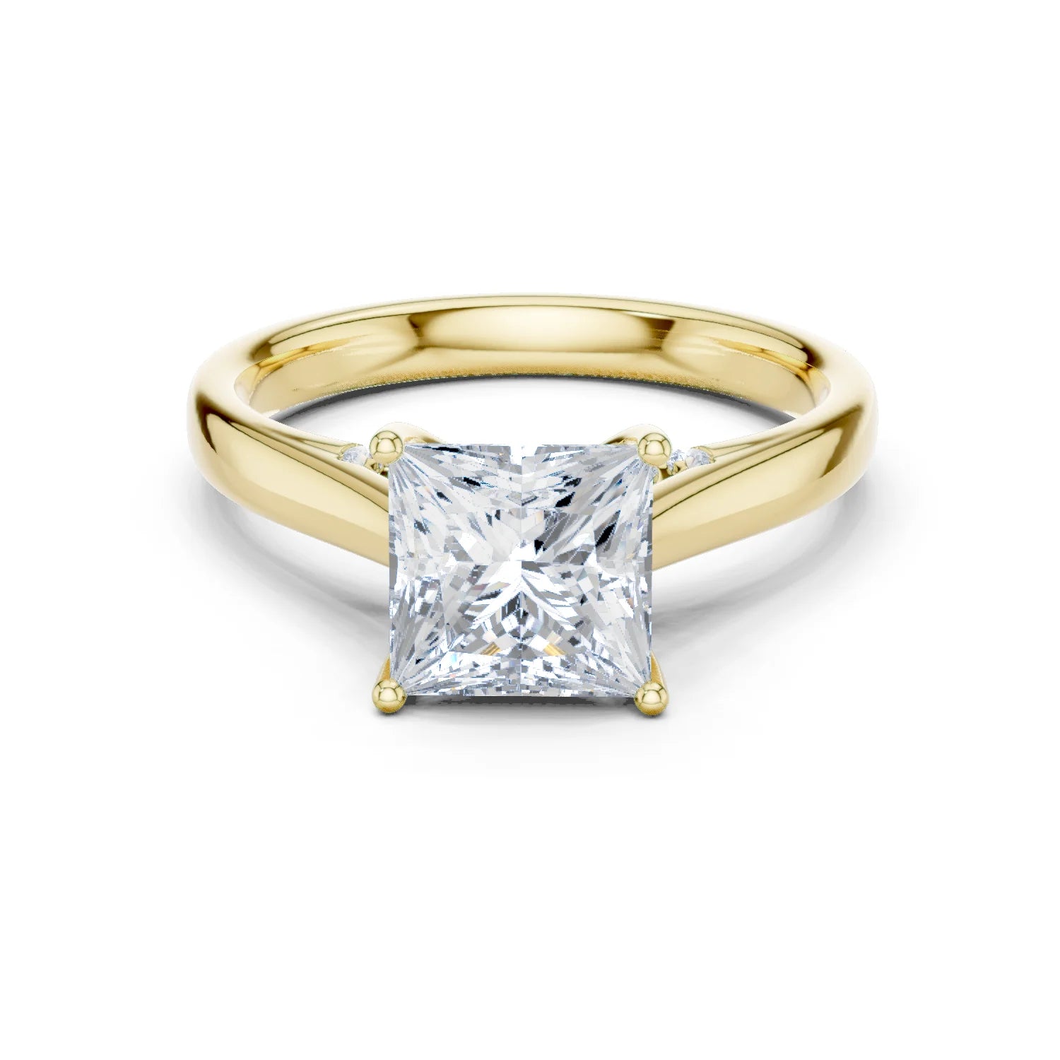 Princess Cut Diamond Cathedral Pave Engagement Ring