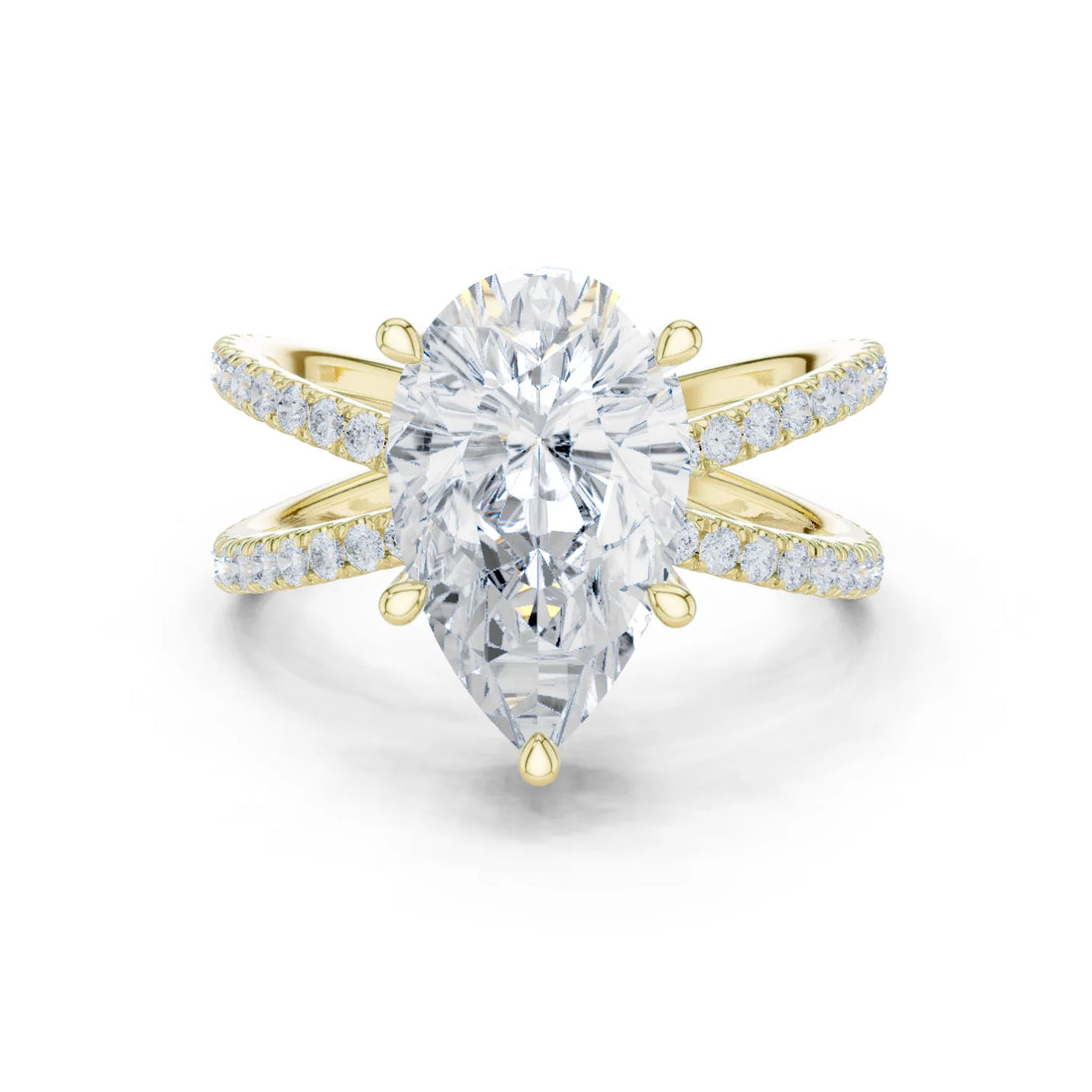 Pear Cut Diamond Split Shank Engagement Ring