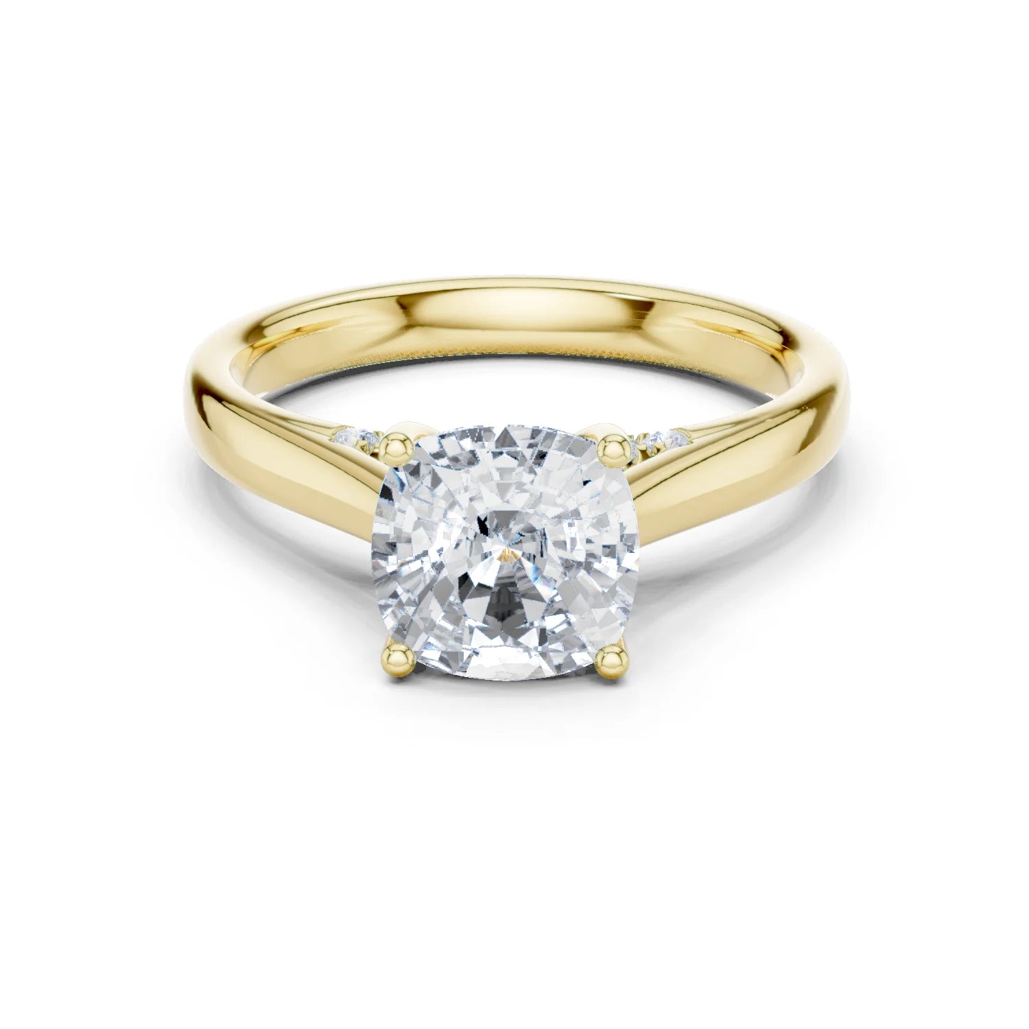 Cushion Cut Diamond Cathedral Pave Engagement Ring