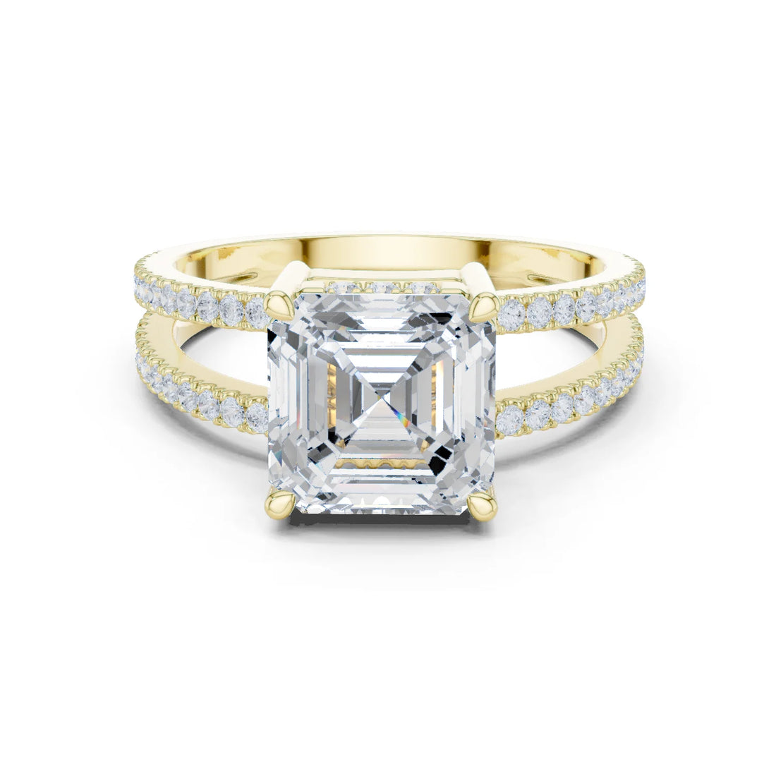 Asscher Cut Diamond Split Shank Engagement Ring