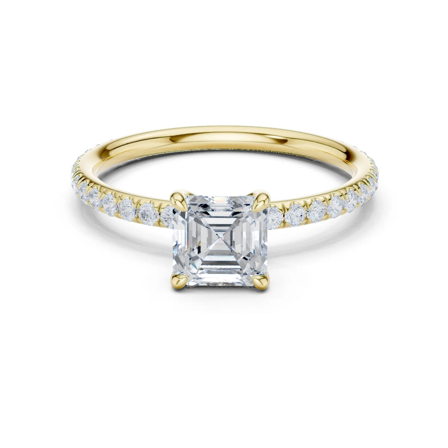 Asscher Cut Diamond Pave Engagement Ring