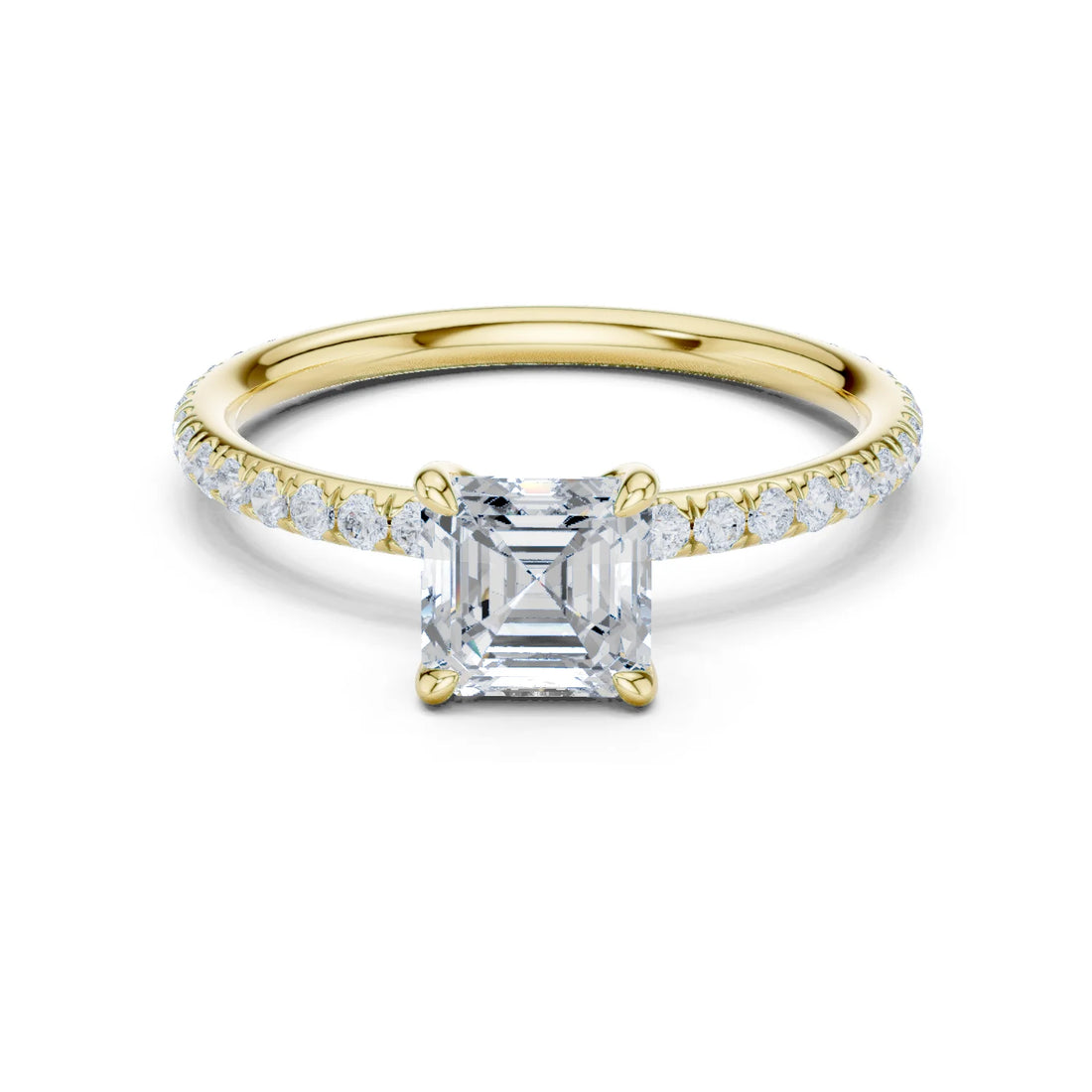 Asscher Cut Diamond Pave Engagement Ring