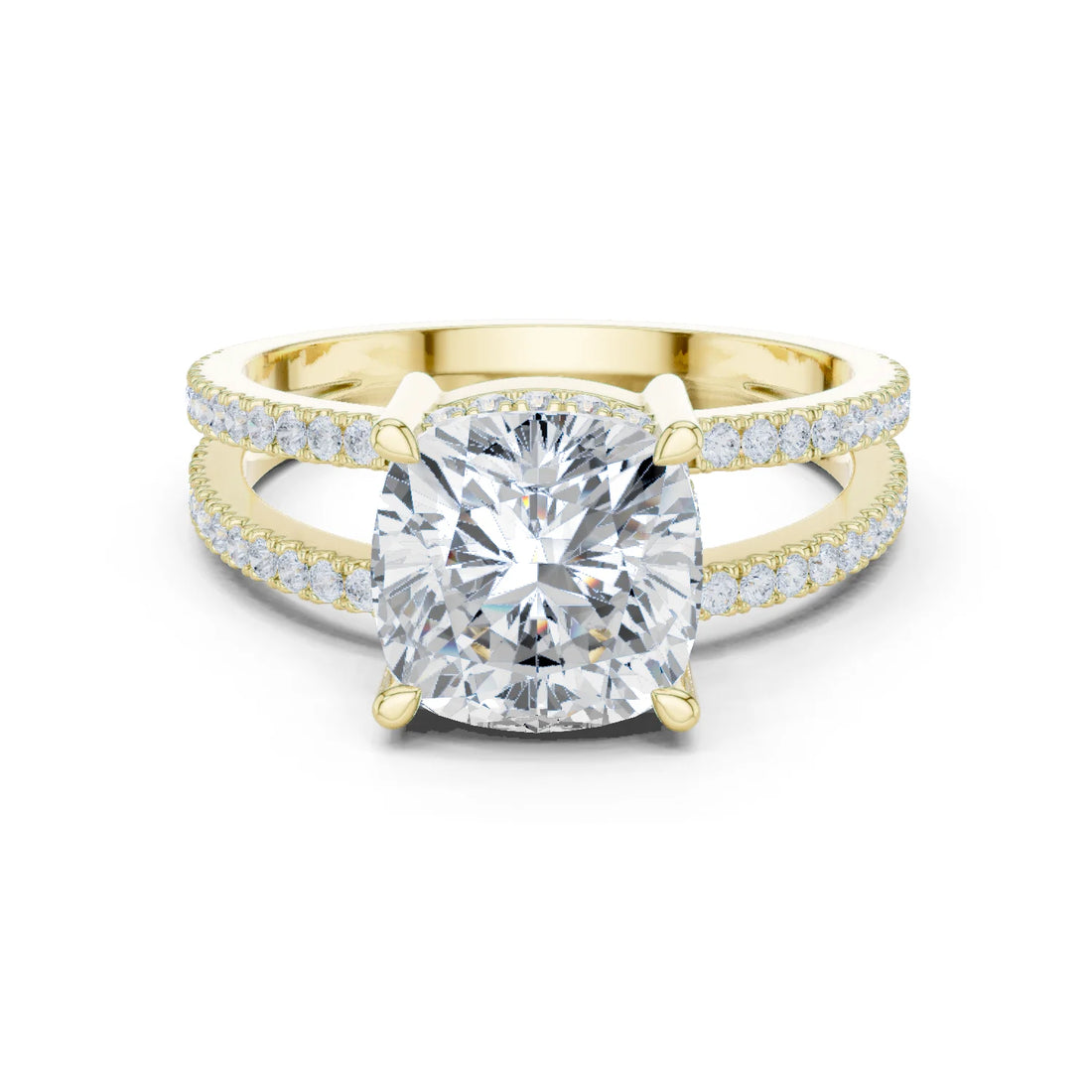 Cushion Cut Diamond Split Shank Engagement Ring