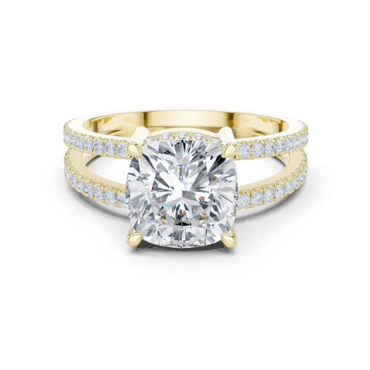 Cushion Cut Diamond Split Shank Engagement Ring