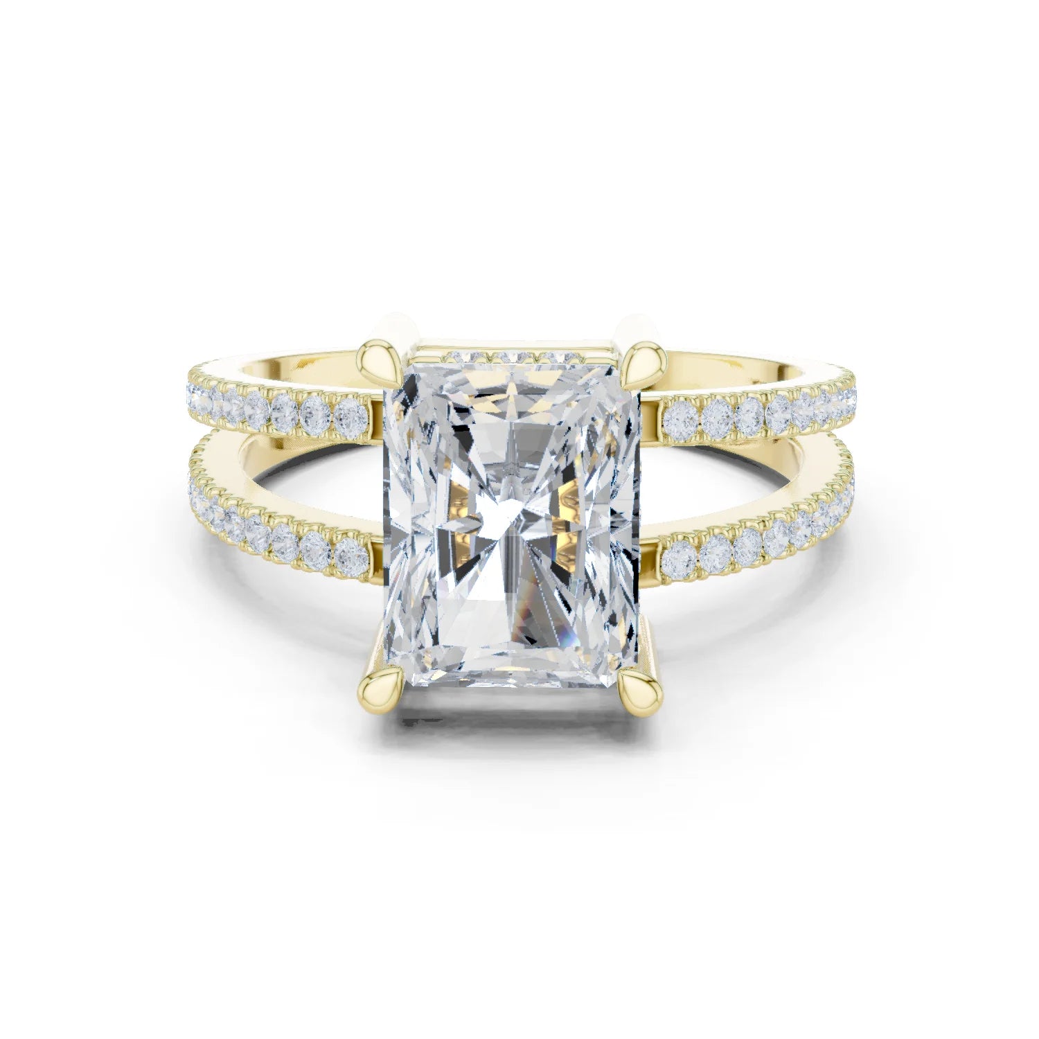 Radiant Cut Diamond Split Shank Engagement Ring