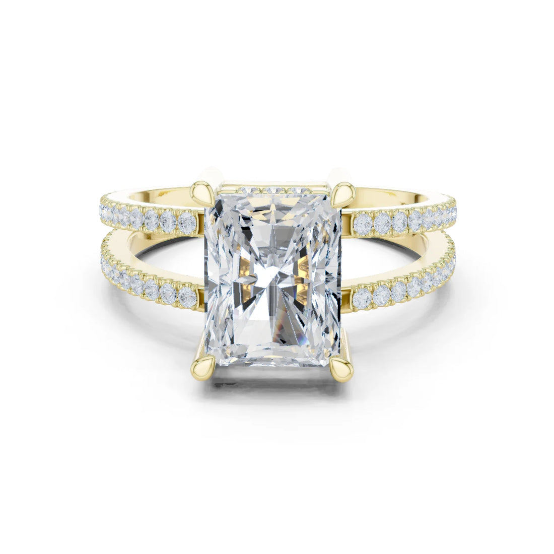 Radiant Cut Diamond Split Shank Engagement Ring