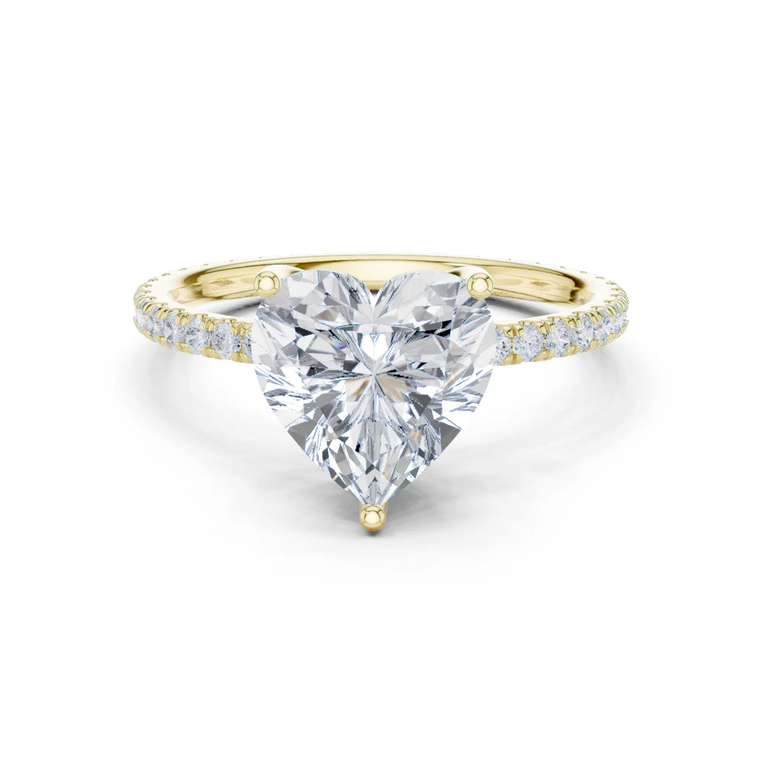 Heart Shape Diamond Pave Band Engagement Ring