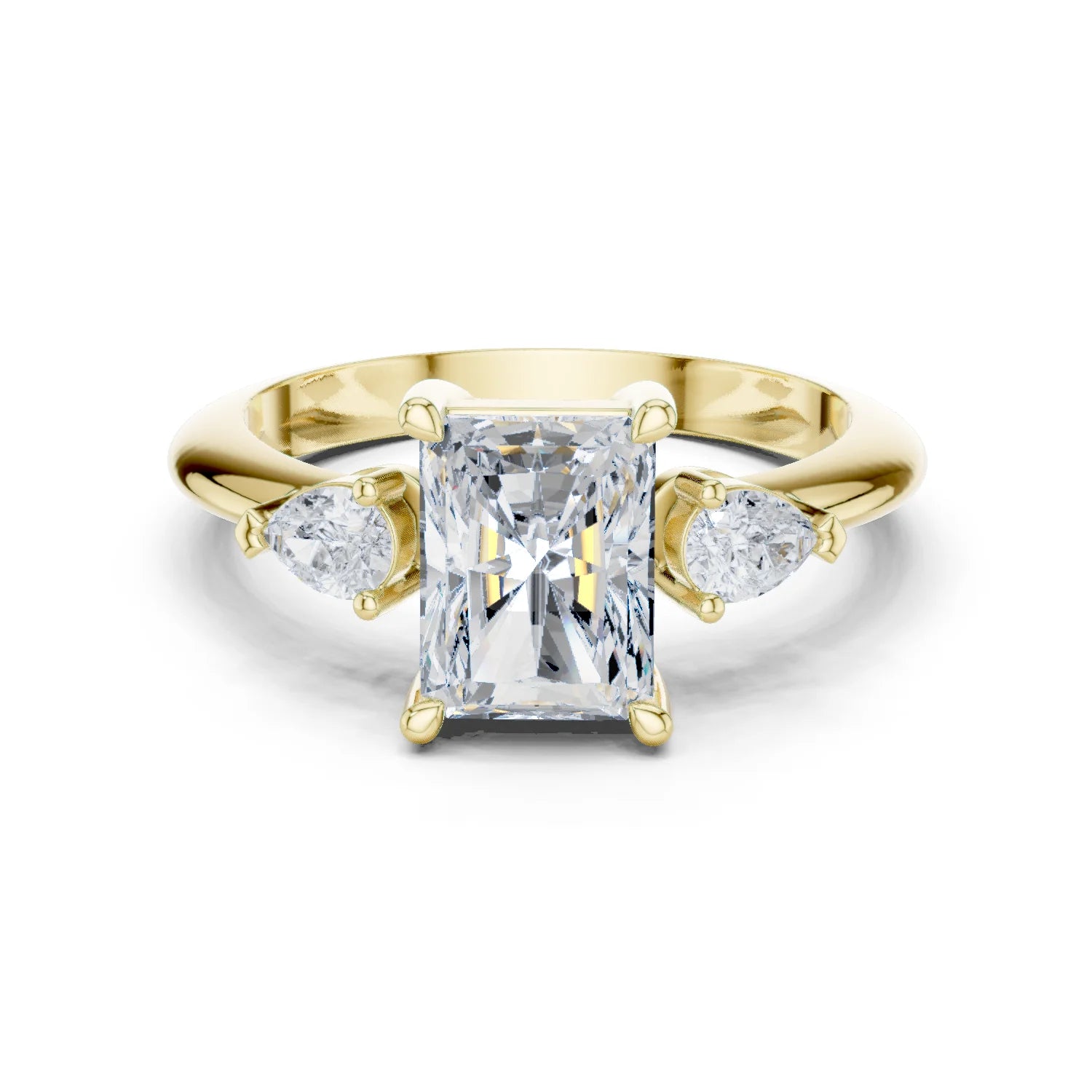 Radiant Diamond Solitaire Engagement Ring with Hidden Side Accent