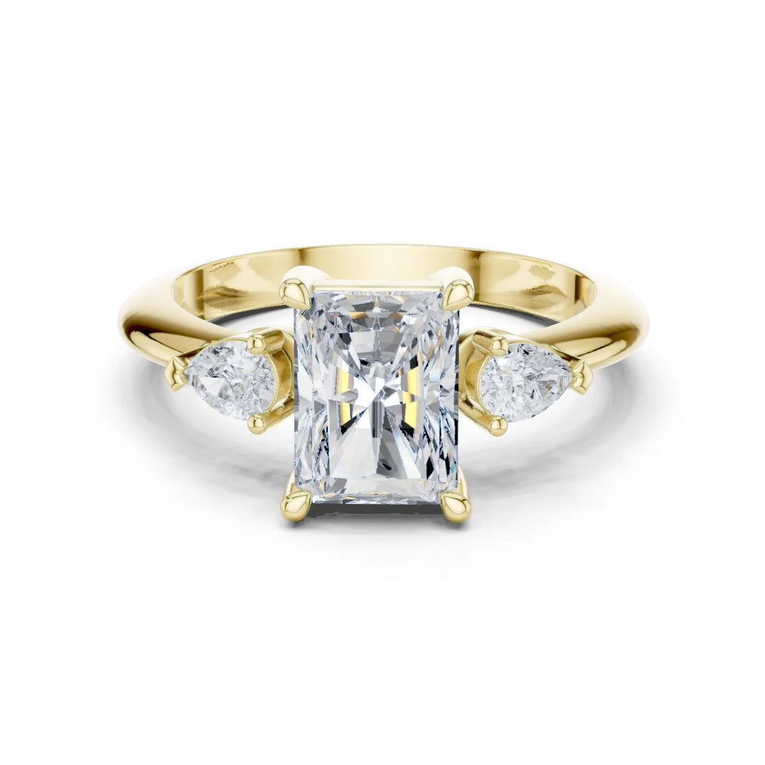 Radiant Diamond Solitaire Engagement Ring with Hidden Side Accent