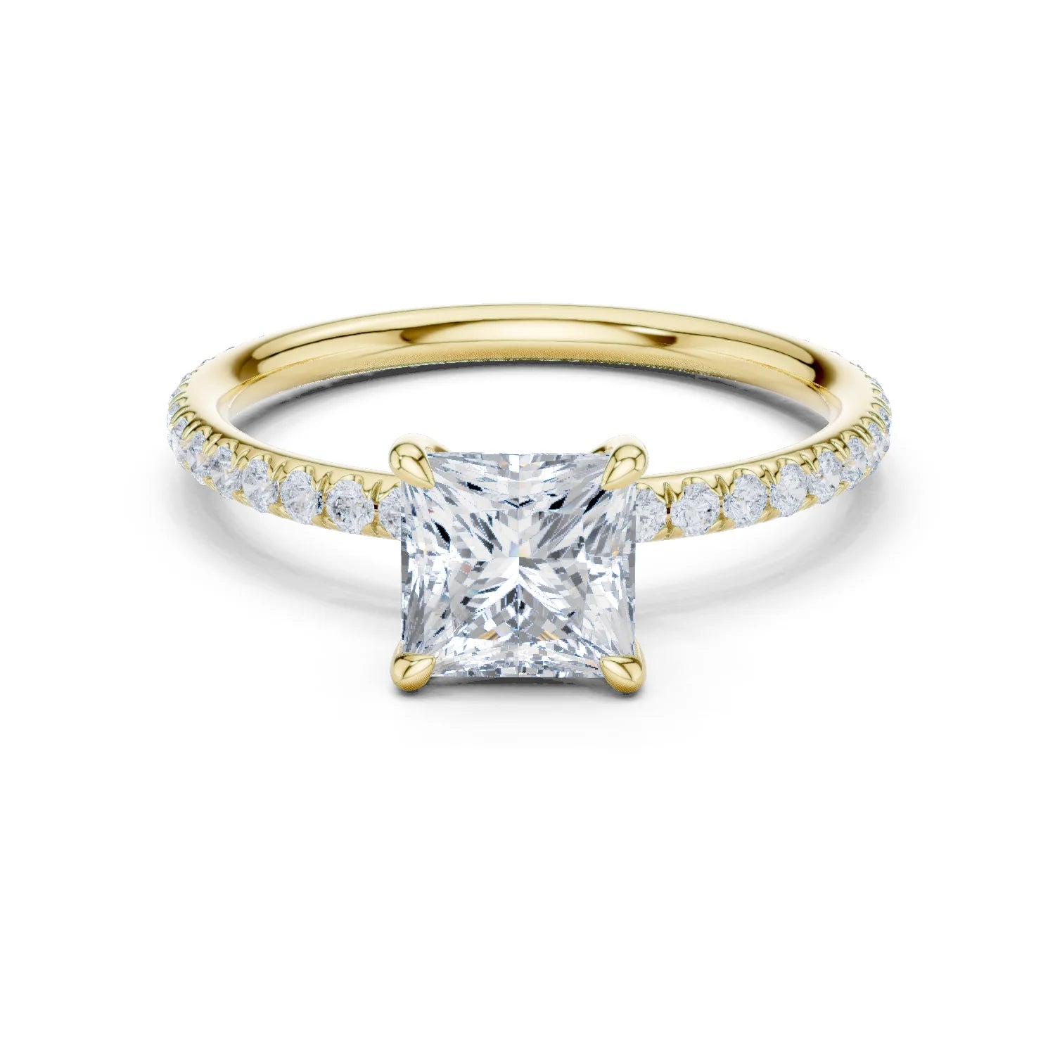 Princess Cut Diamond Pave Engagement Ring