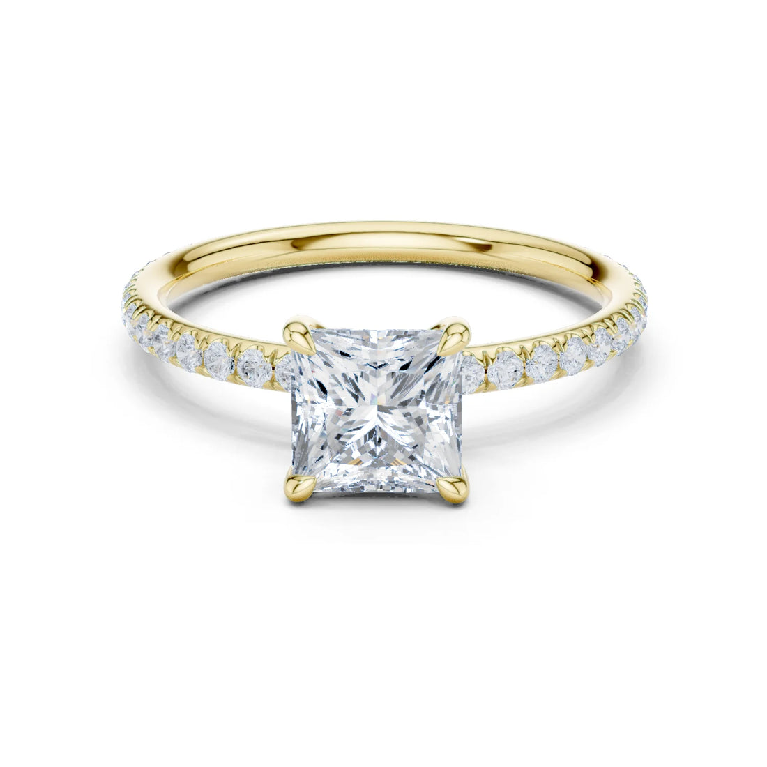 Princess Cut Diamond Pave Engagement Ring