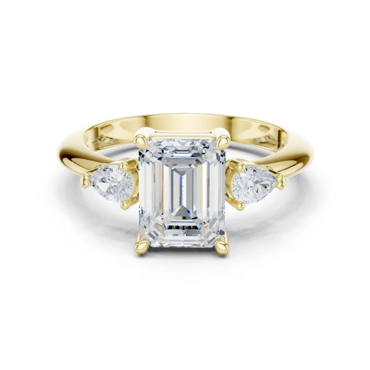 Emerald Diamond Solitaire Engagement Ring with Hidden Side Accent