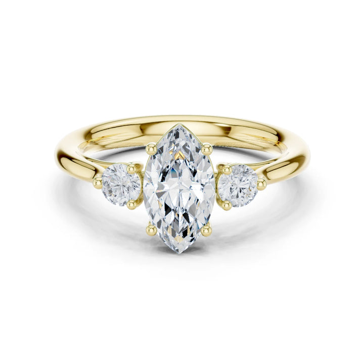 Marquise-Cut Three-Stone Diamond Engagement Ring