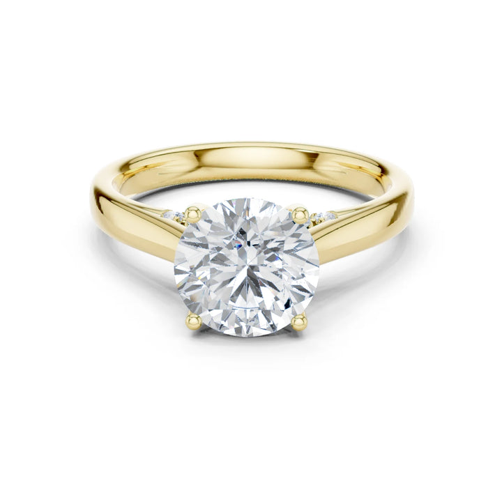 Round Cut Diamond Cathedral Pave Engagement Ring