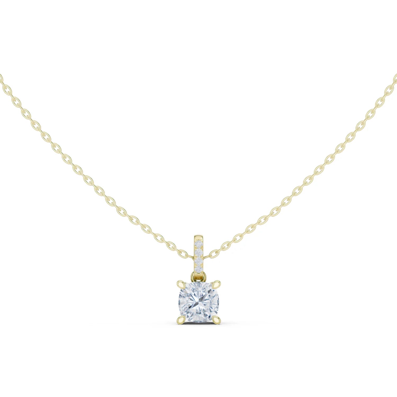 Lunaria Cushion Solitaire Diamond Pendant