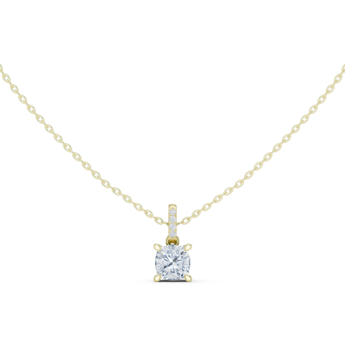 Lunaria Cushion Solitaire Diamond Pendant