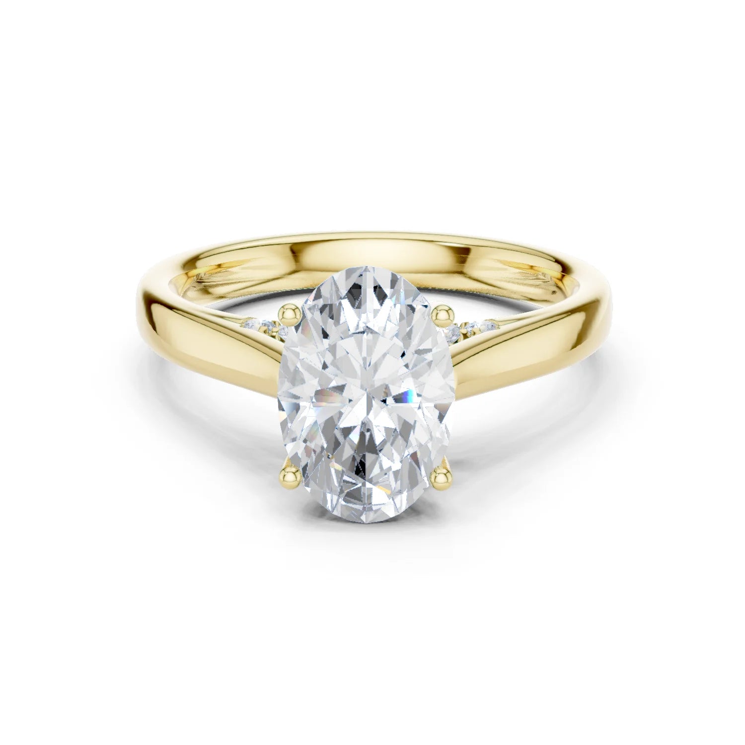 Oval Cut Diamond Cathedral Pave Engagement Ring