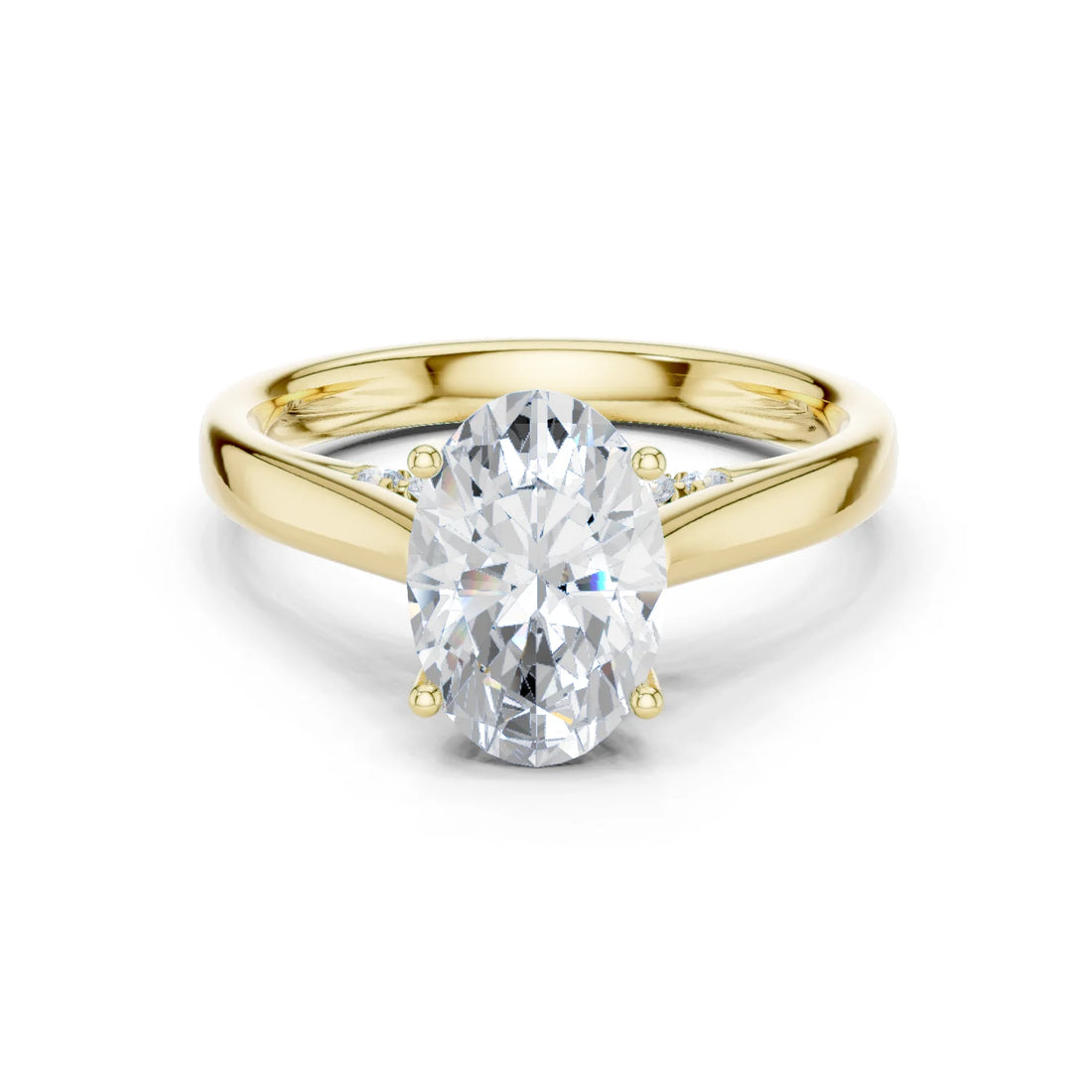 Oval Cut Diamond Cathedral Pave Engagement Ring