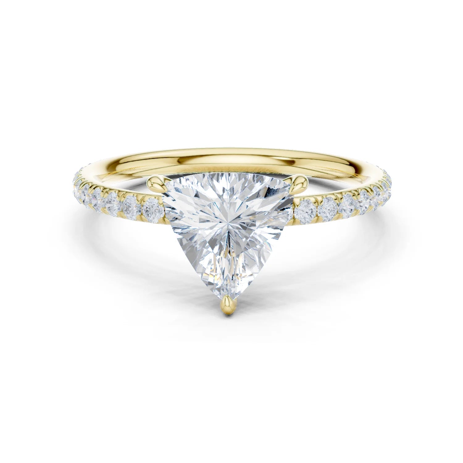 Trillion Cut Diamond Pave Engagement Ring