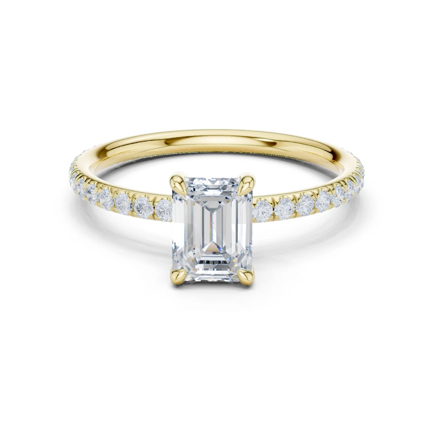 Emerald Cut Diamond Pave Engagement Ring