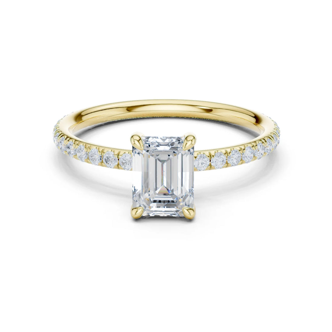 Emerald Cut Diamond Pave Engagement Ring