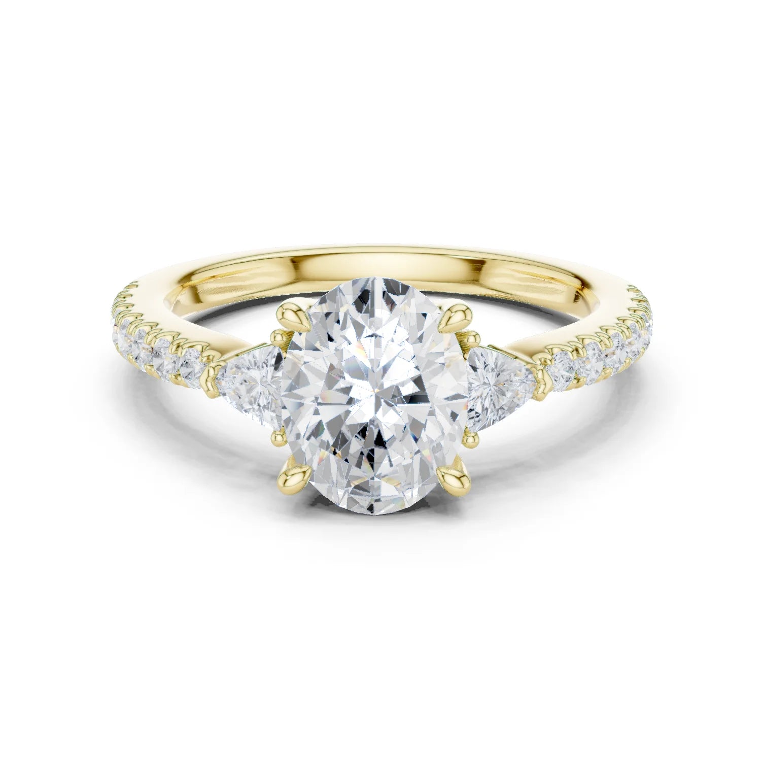 Oval Cut Diamond Three-Stone Engagement Ring with Pave Band