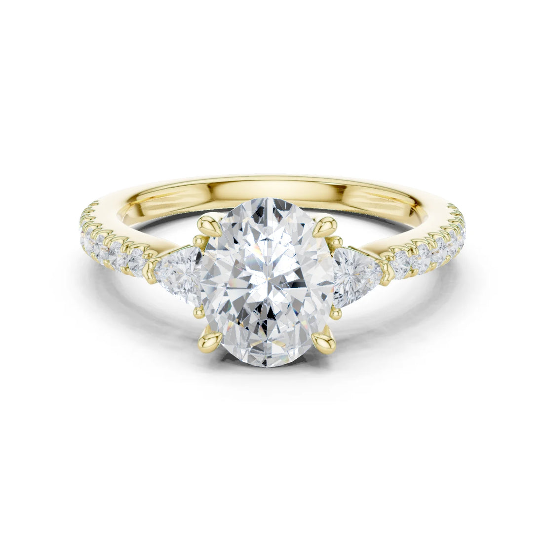 Oval Cut Diamond Three-Stone Engagement Ring with Pave Band