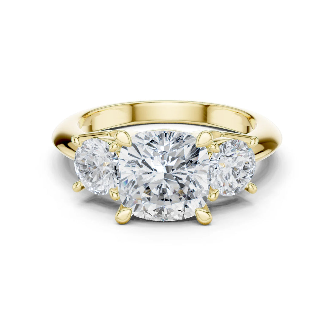 Cushion Cut Diamond Three-Stone Engagement Ring