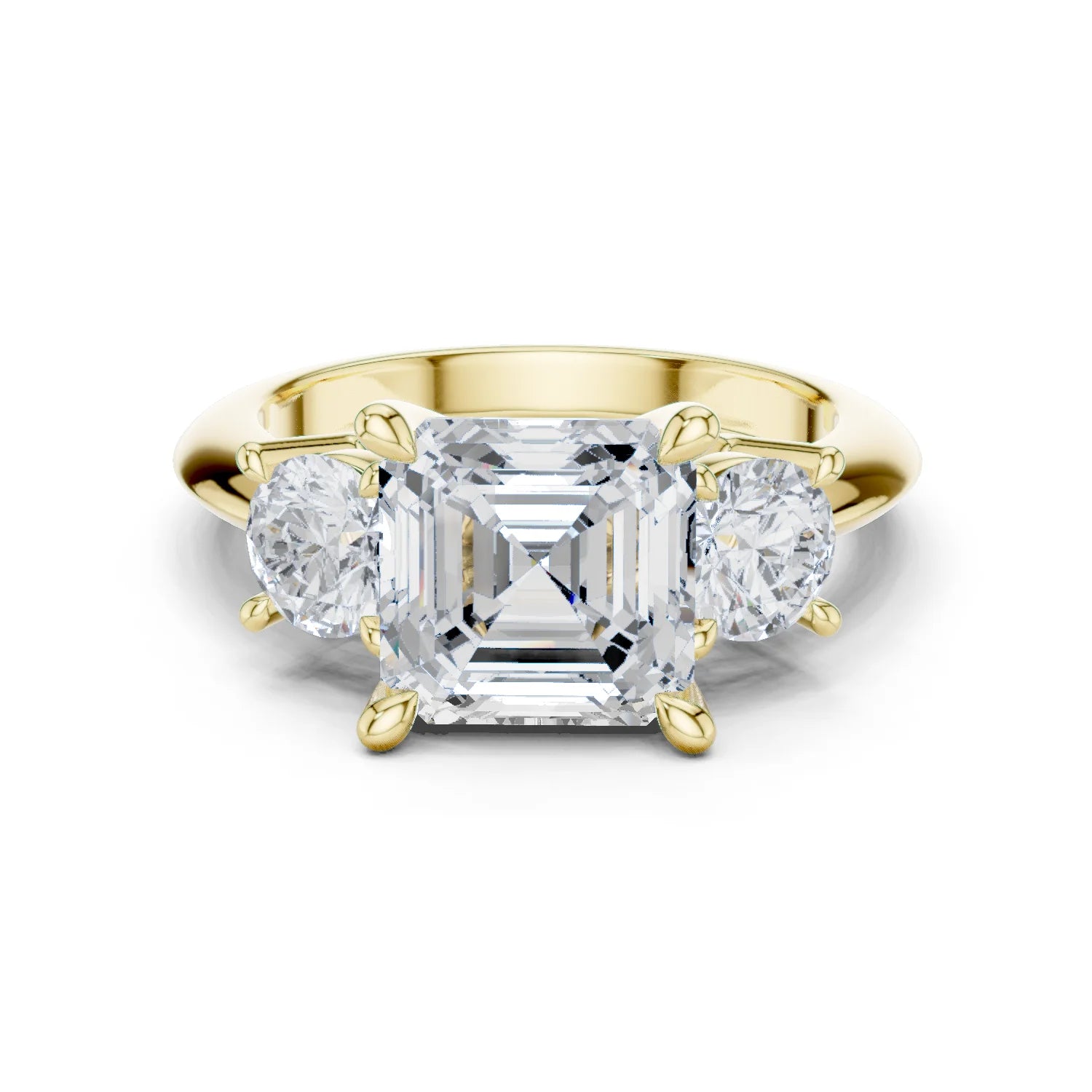 Asscher Cut Diamond Three-Stone Engagement Ring
