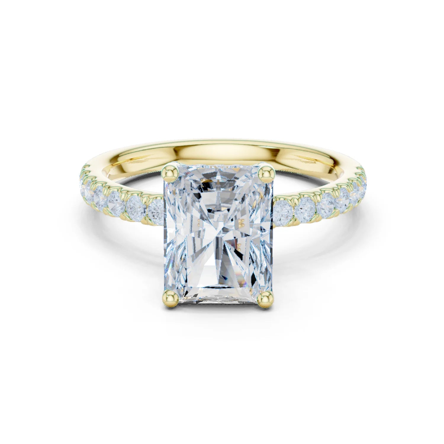 Radiant Diamond Engagement Ring With Pave Band