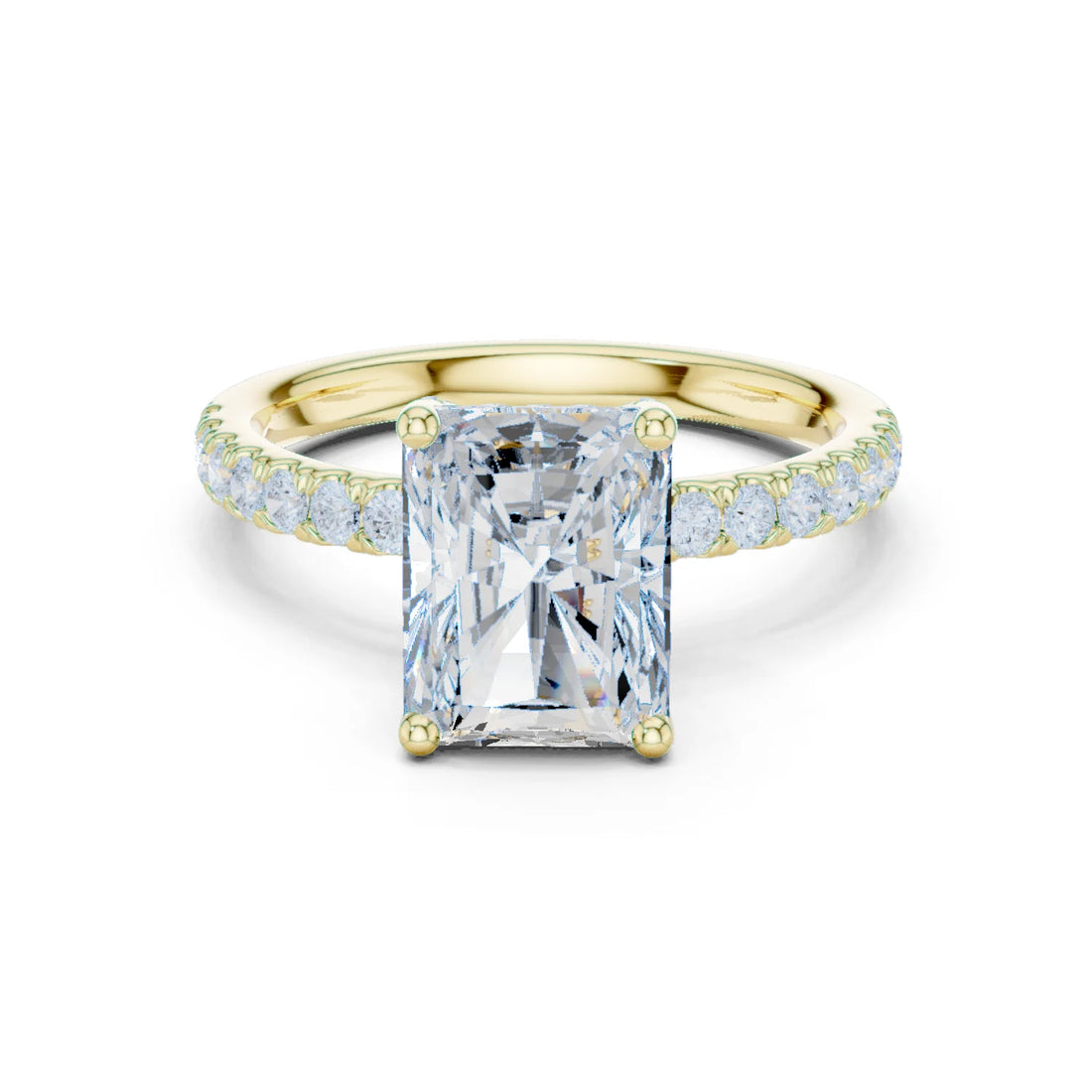 Radiant Diamond Engagement Ring With Pave Band