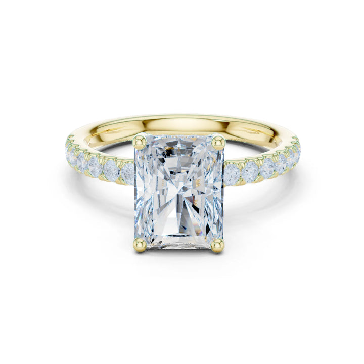 Radiant Diamond Engagement Ring With Pave Band