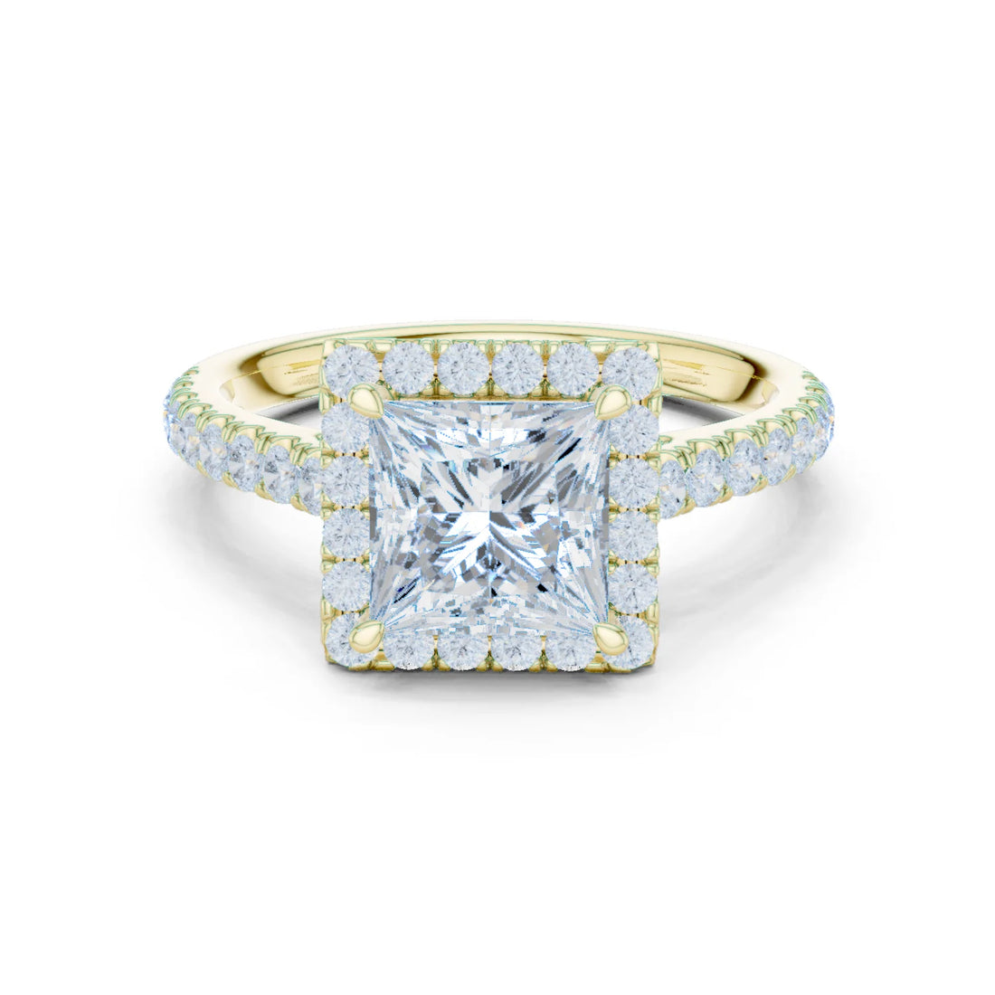 Princess Shape Diamond Halo Engagement Ring