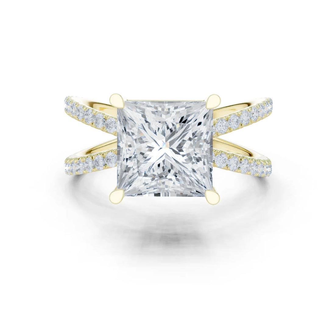 Princess Cut Diamond Split Shank Engagement Ring