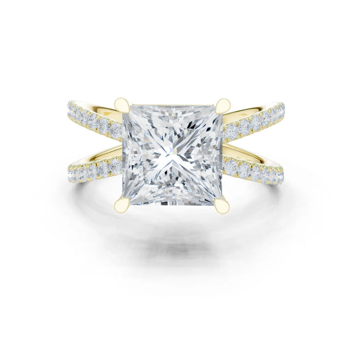 Princess Cut Diamond Split Shank Engagement Ring