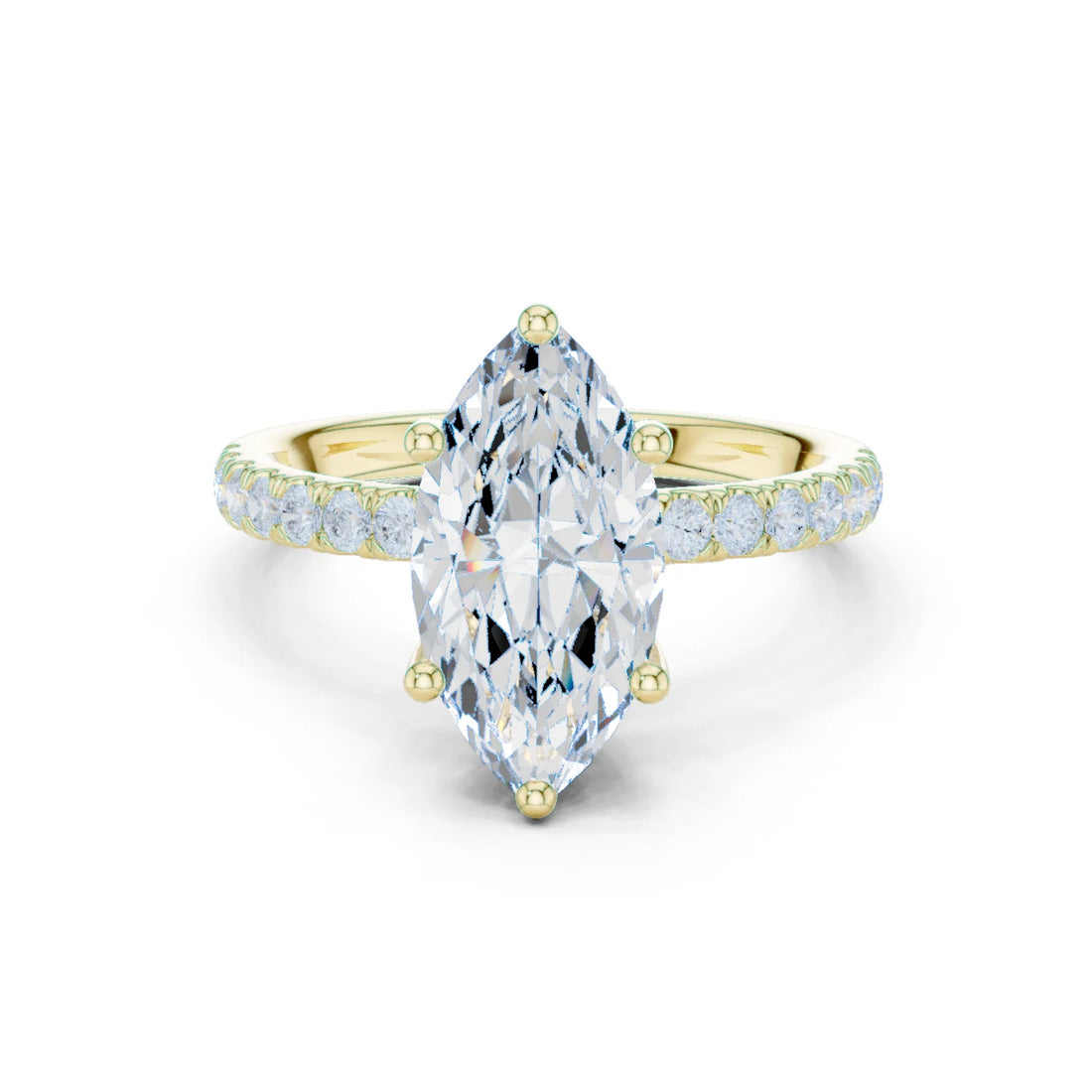 Marquise Diamond Engagement Ring With Pave Band