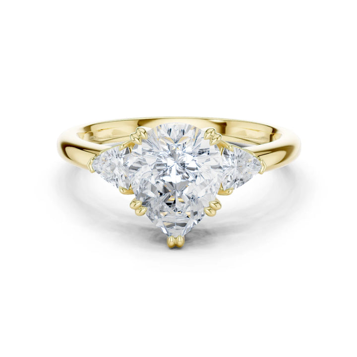 Trillion Side Diamond Pear Shape Engagement Ring