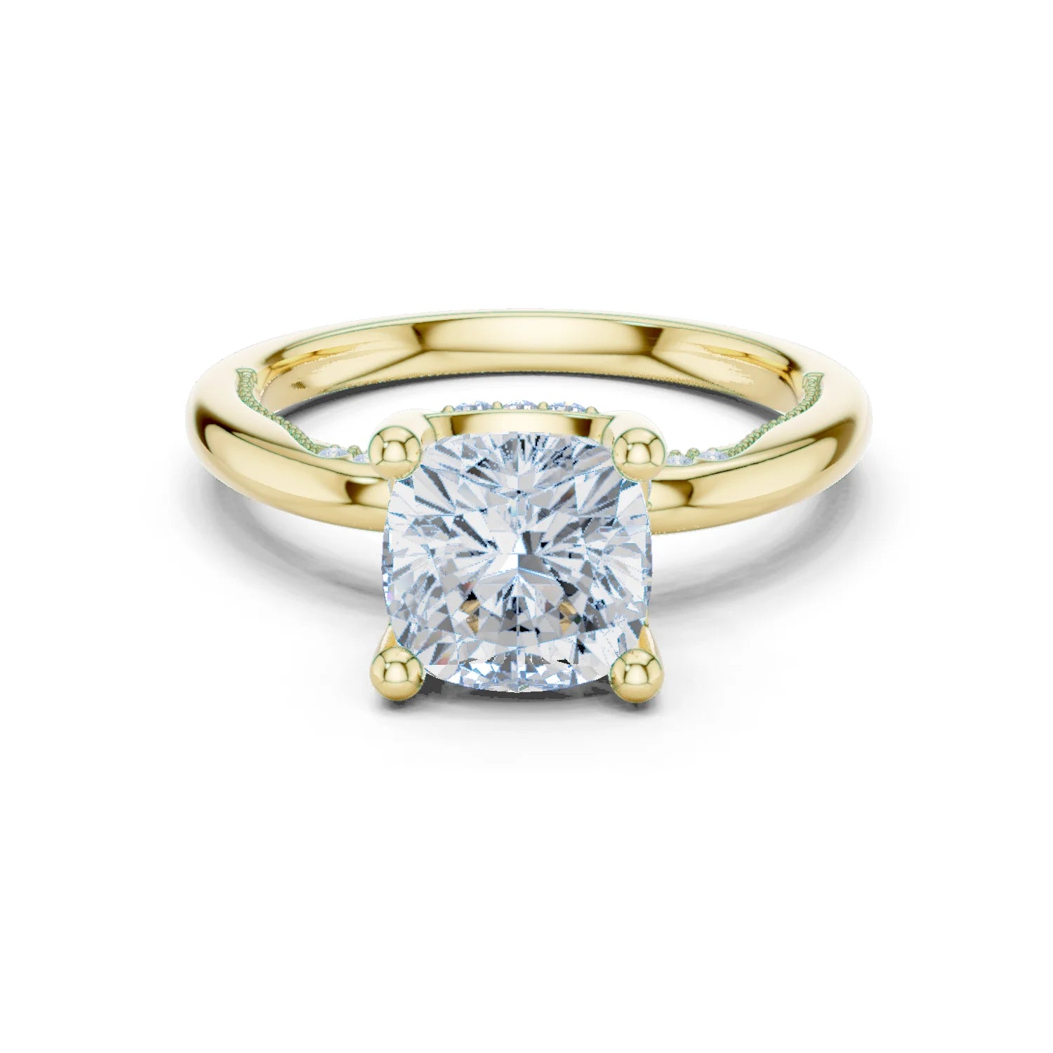 Hidden Halo Cushion Cut Diamond Engagement Ring