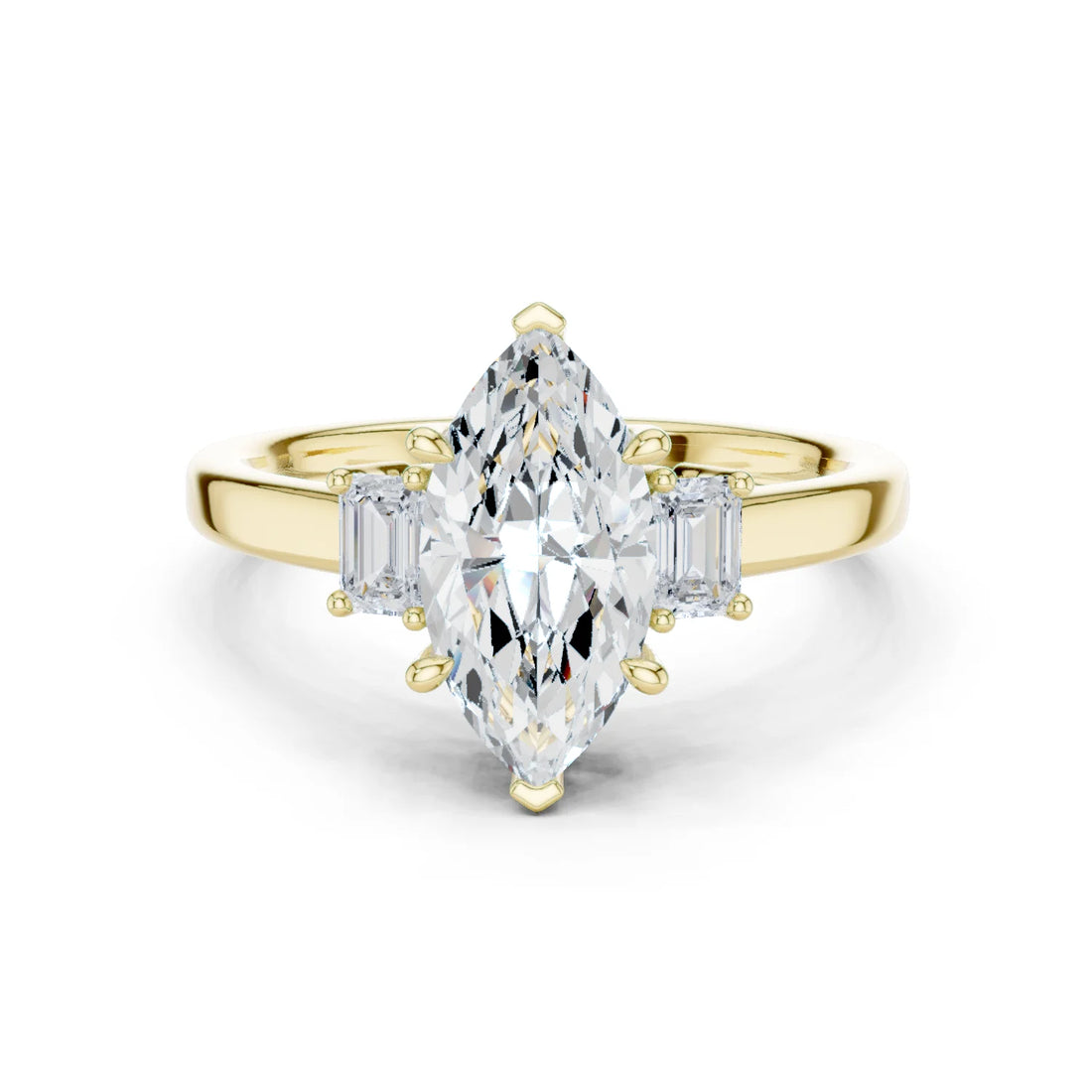 Marquise Cut Diamond Three-Stone Engagement Ring