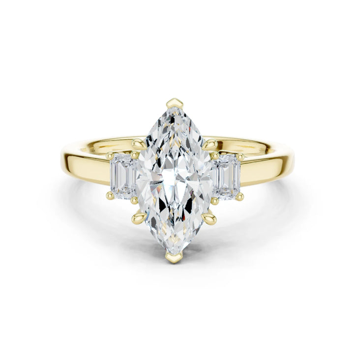 Marquise Cut Diamond Three-Stone Engagement Ring