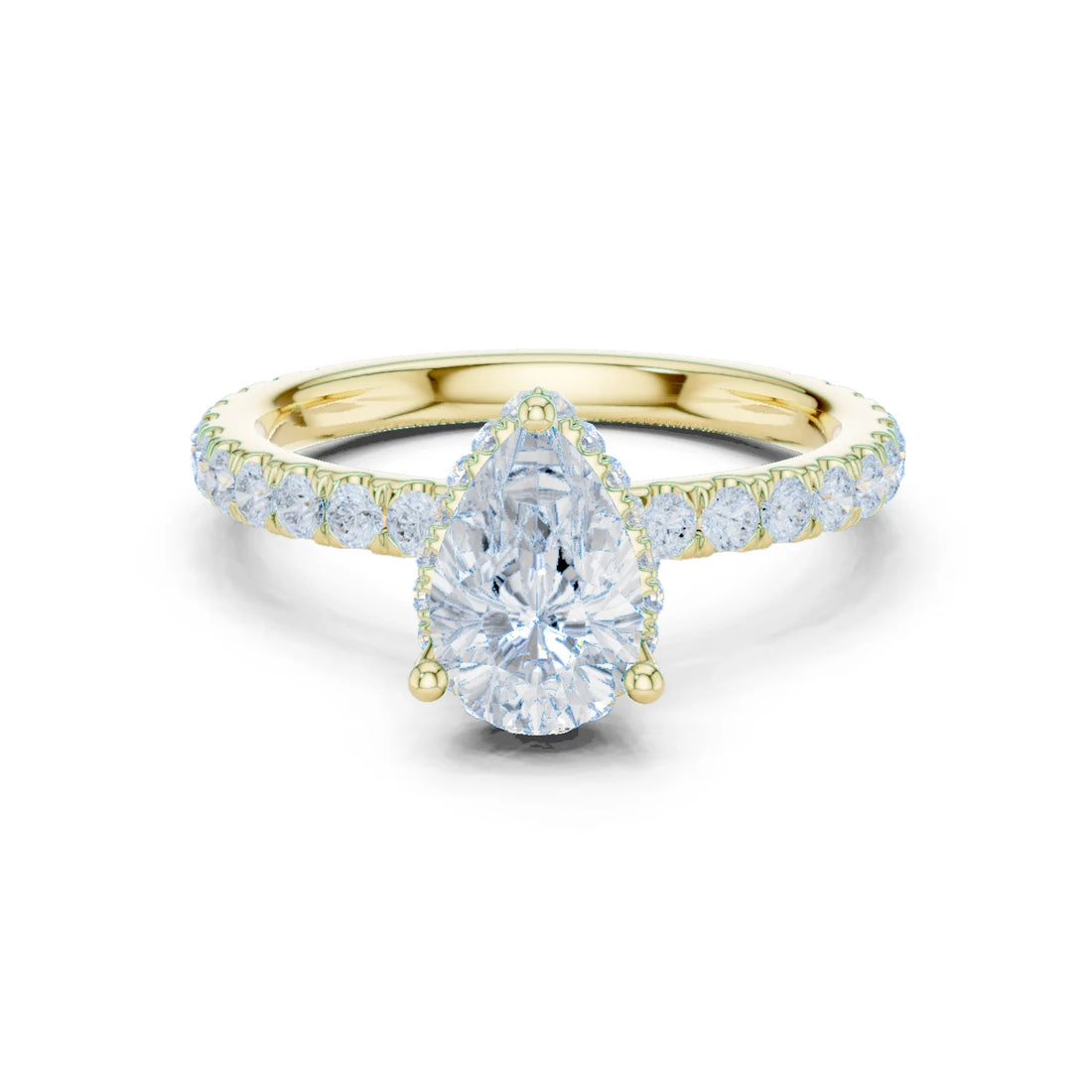 Pear Cut Diamond Double Halo Pave Engagement Ring